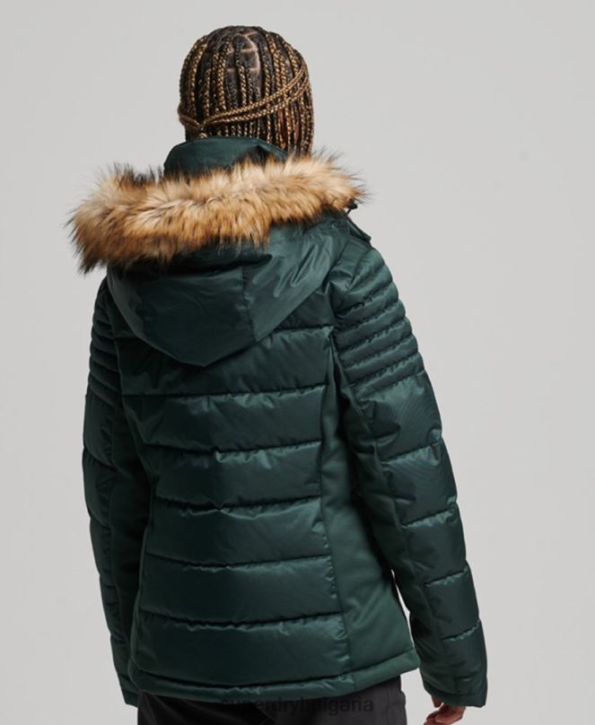 Superdry облекло N00H3680 зелено Жени снежно луксозно пухено яке