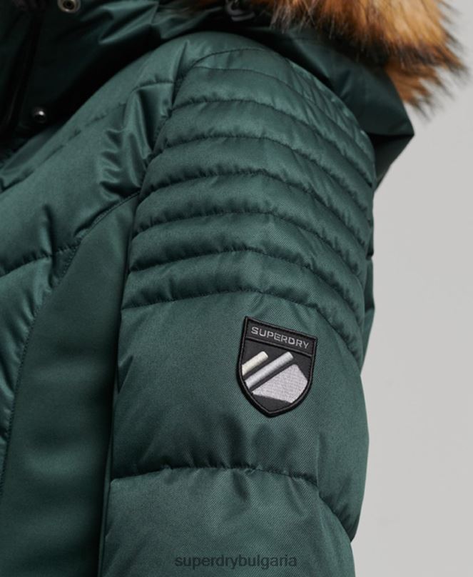 Superdry облекло N00H3680 зелено Жени снежно луксозно пухено яке