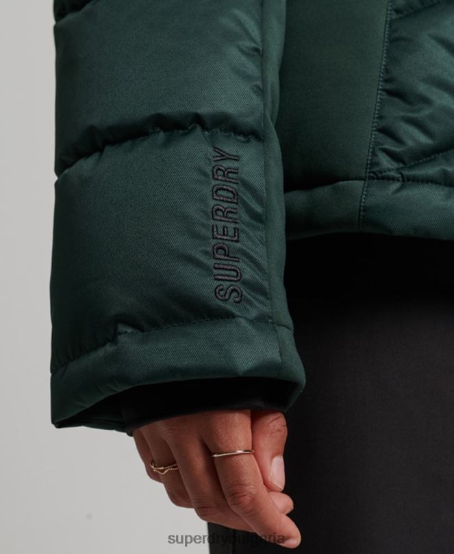 Superdry облекло N00H3680 зелено Жени снежно луксозно пухено яке