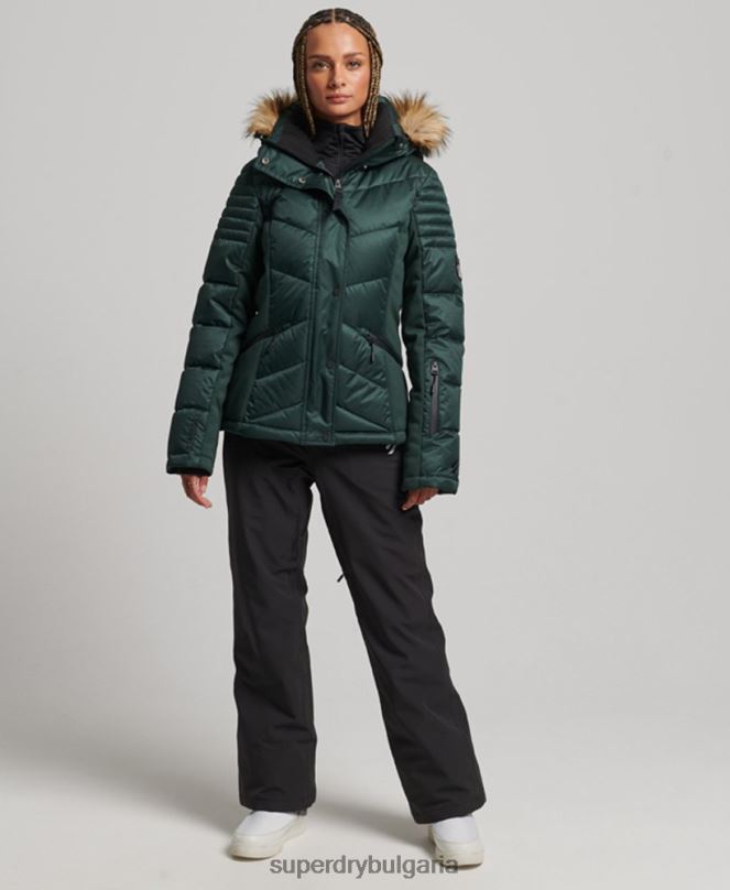 Superdry облекло N00H3680 зелено Жени снежно луксозно пухено яке