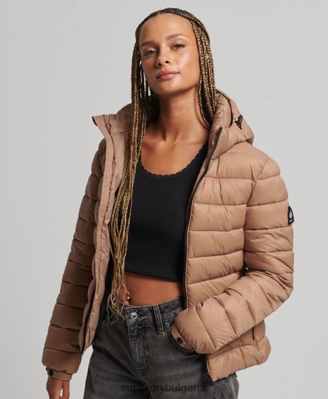 Superdry облекло N00H3686 кафяво Жени класическо пухено яке с качулка