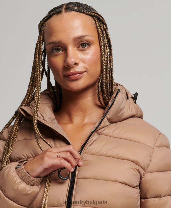 Superdry облекло N00H3686 кафяво Жени класическо пухено яке с качулка