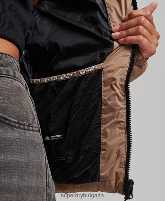 Superdry облекло N00H3686 кафяво Жени класическо пухено яке с качулка