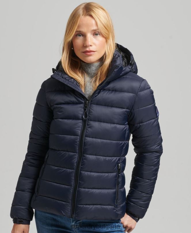 Superdry облекло N00H3687 военноморски флот Жени класическо пухено яке с качулка