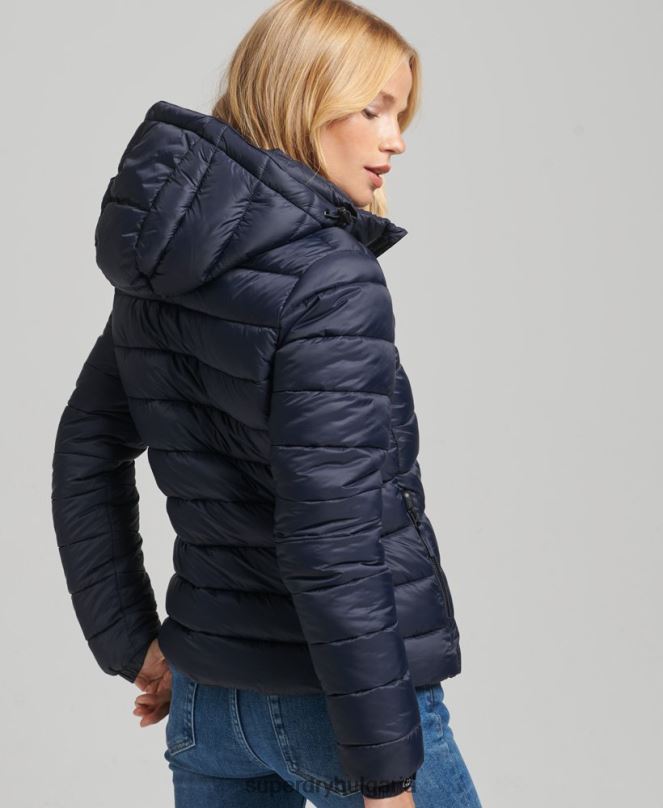 Superdry облекло N00H3687 военноморски флот Жени класическо пухено яке с качулка