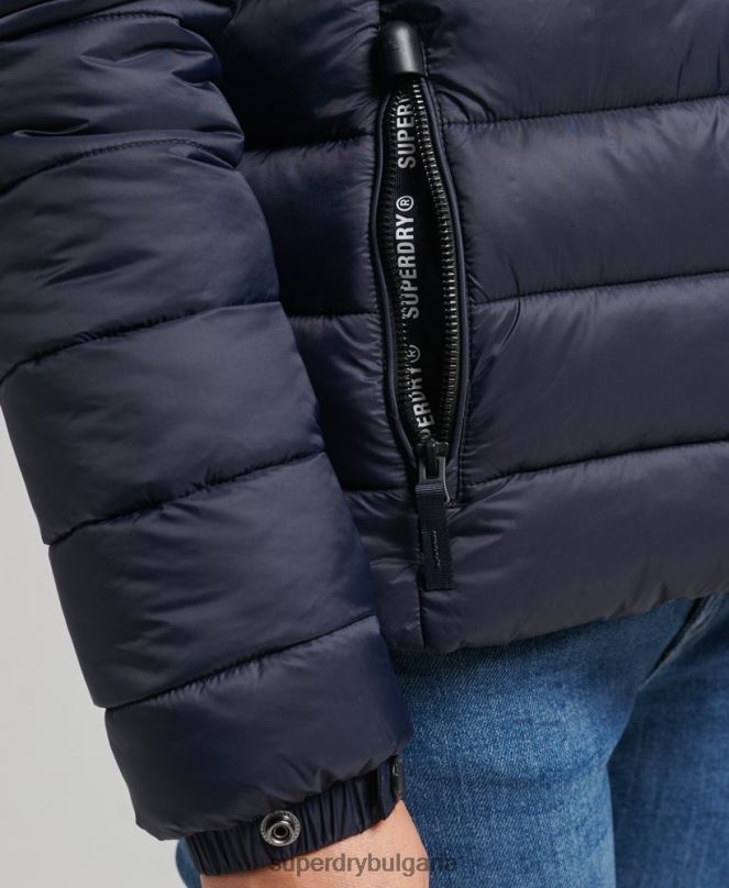 Superdry облекло N00H3687 военноморски флот Жени класическо пухено яке с качулка