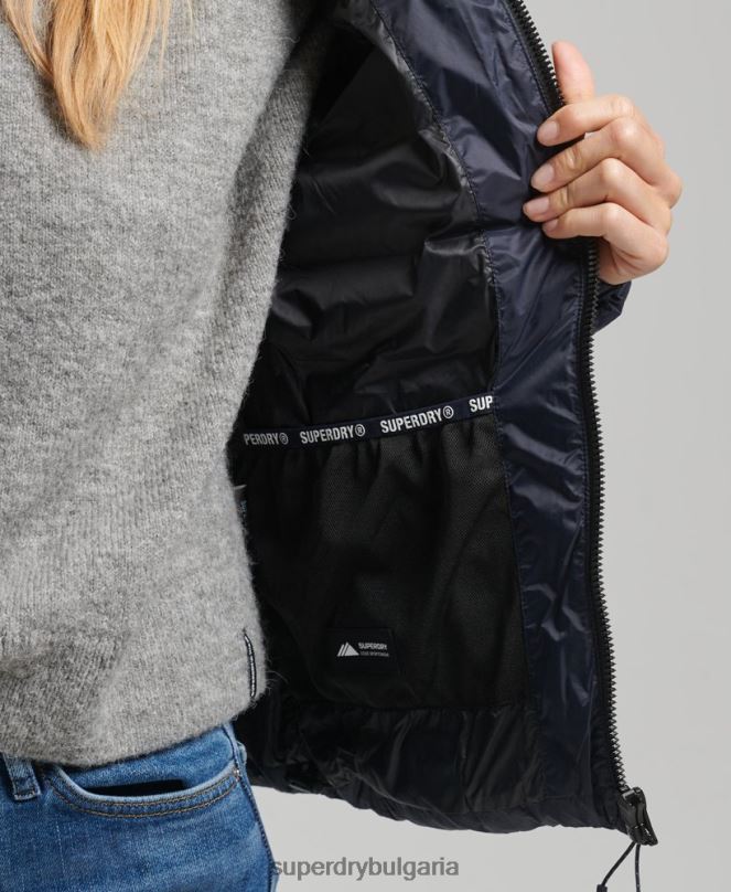 Superdry облекло N00H3687 военноморски флот Жени класическо пухено яке с качулка