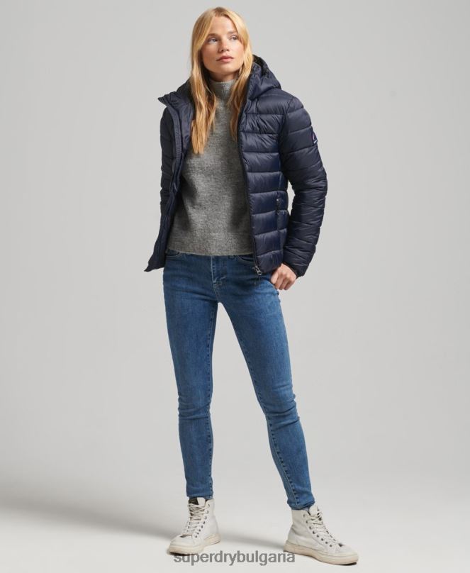 Superdry облекло N00H3687 военноморски флот Жени класическо пухено яке с качулка