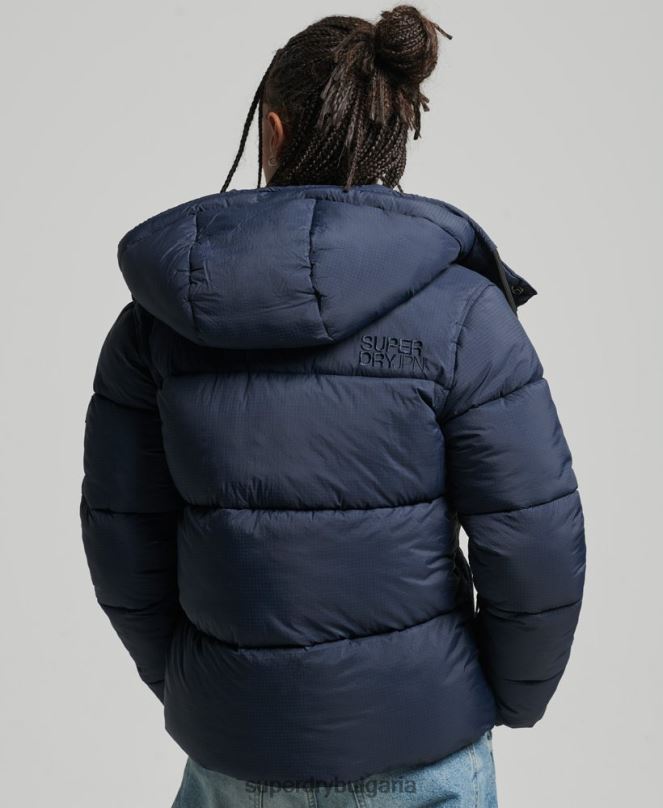 Superdry облекло N00H3689 военноморски флот Жени пухено яке с рипстоп с качулка