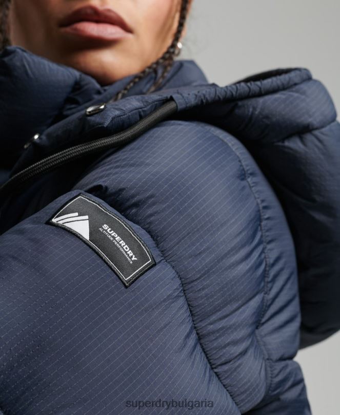 Superdry облекло N00H3689 военноморски флот Жени пухено яке с рипстоп с качулка