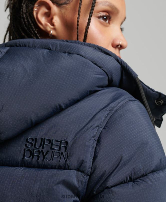Superdry облекло N00H3689 военноморски флот Жени пухено яке с рипстоп с качулка