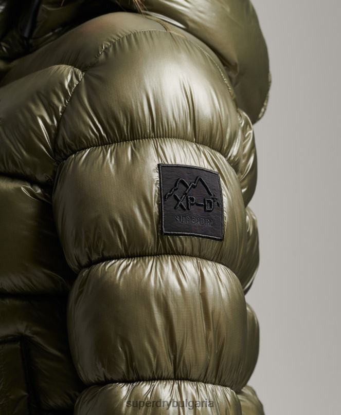 Superdry облекло N00H3691 зелено Жени спортно пухено яке с качулка