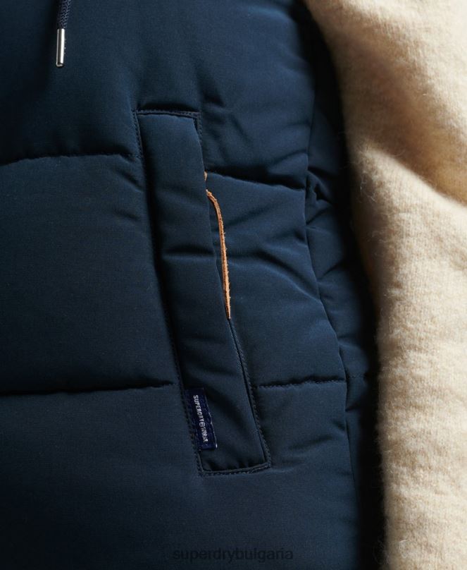 Superdry облекло N00H3692 военноморски флот Жени everest жилетка от изкуствена кожа