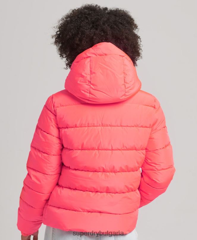 Superdry облекло N00H3698 корал Жени спортно пухено яке с качулка