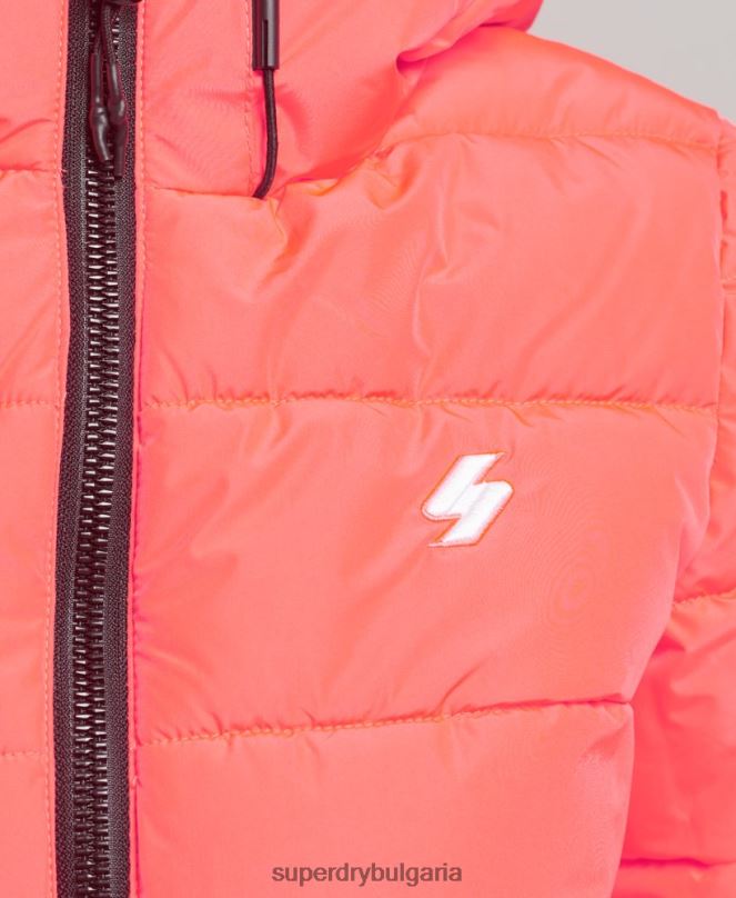 Superdry облекло N00H3698 корал Жени спортно пухено яке с качулка