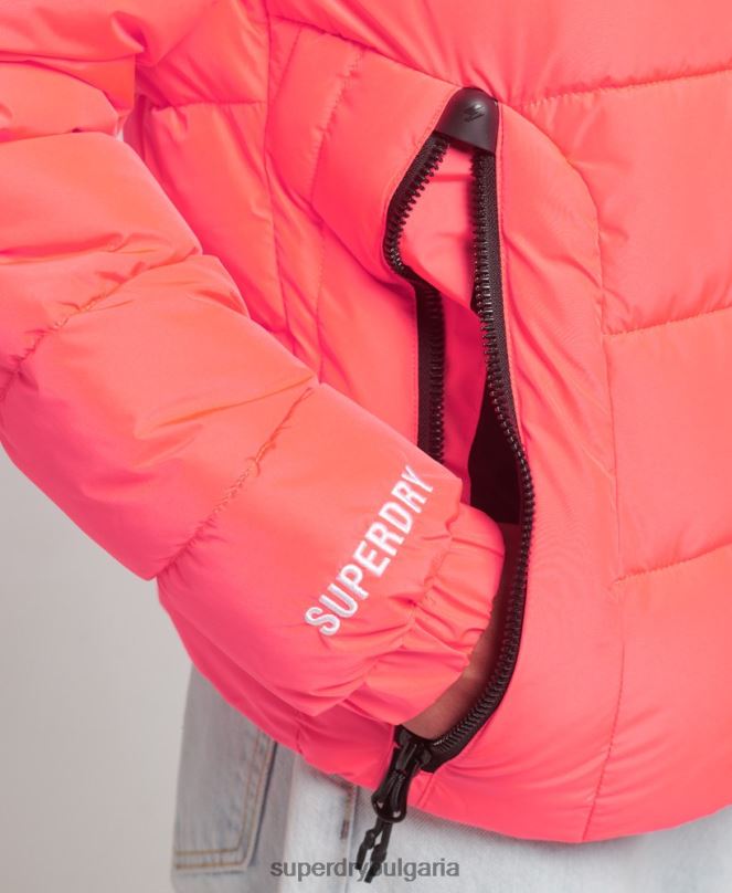 Superdry облекло N00H3698 корал Жени спортно пухено яке с качулка