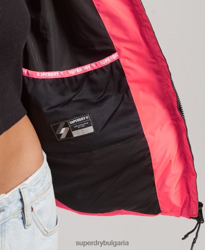 Superdry облекло N00H3698 корал Жени спортно пухено яке с качулка