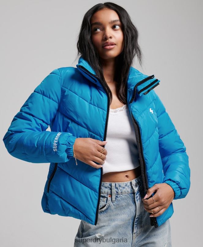 Superdry облекло N00H3705 син Жени спортно пухено яке без качулка