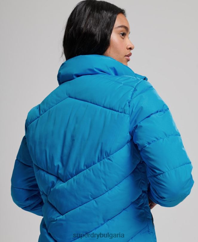 Superdry облекло N00H3705 син Жени спортно пухено яке без качулка