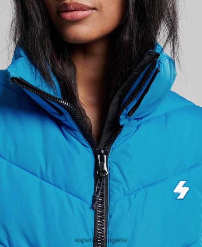 Superdry облекло N00H3705 син Жени спортно пухено яке без качулка