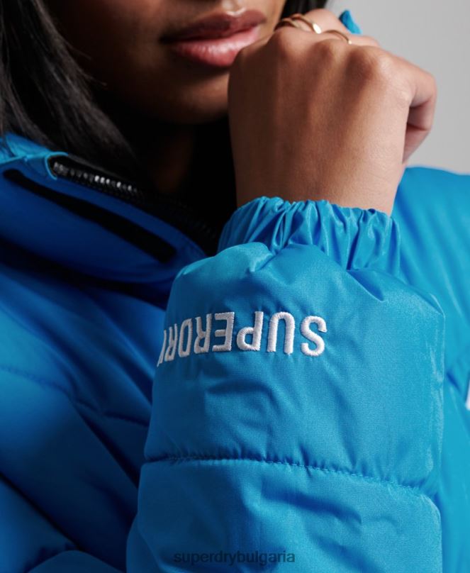 Superdry облекло N00H3705 син Жени спортно пухено яке без качулка
