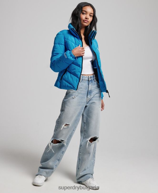 Superdry облекло N00H3705 син Жени спортно пухено яке без качулка