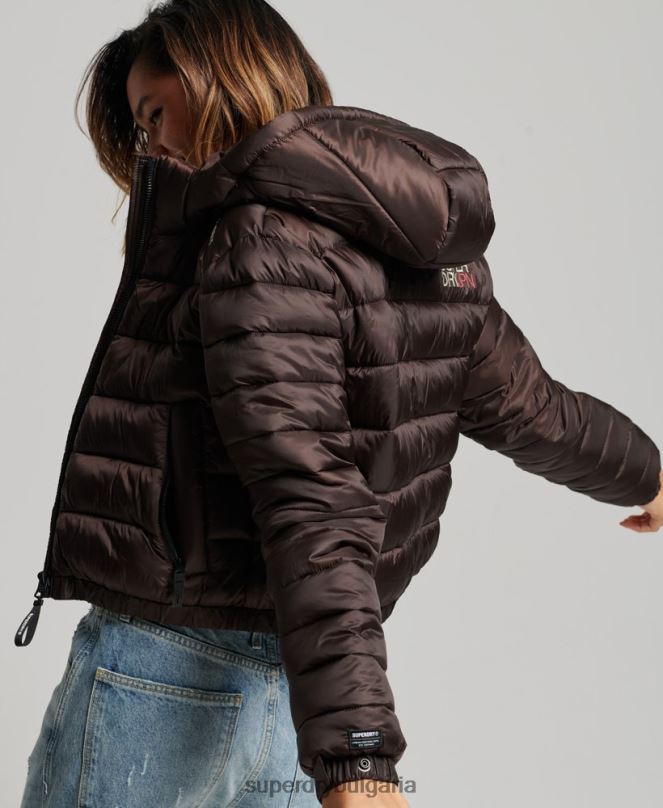 Superdry облекло N00H3708 кафяво Жени леко скъсено спортно яке с подплата