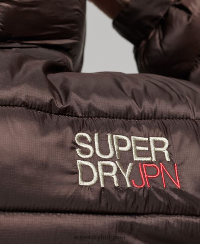 Superdry облекло N00H3708 кафяво Жени леко скъсено спортно яке с подплата