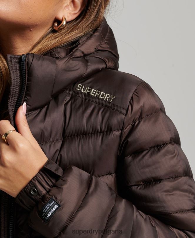Superdry облекло N00H3708 кафяво Жени леко скъсено спортно яке с подплата