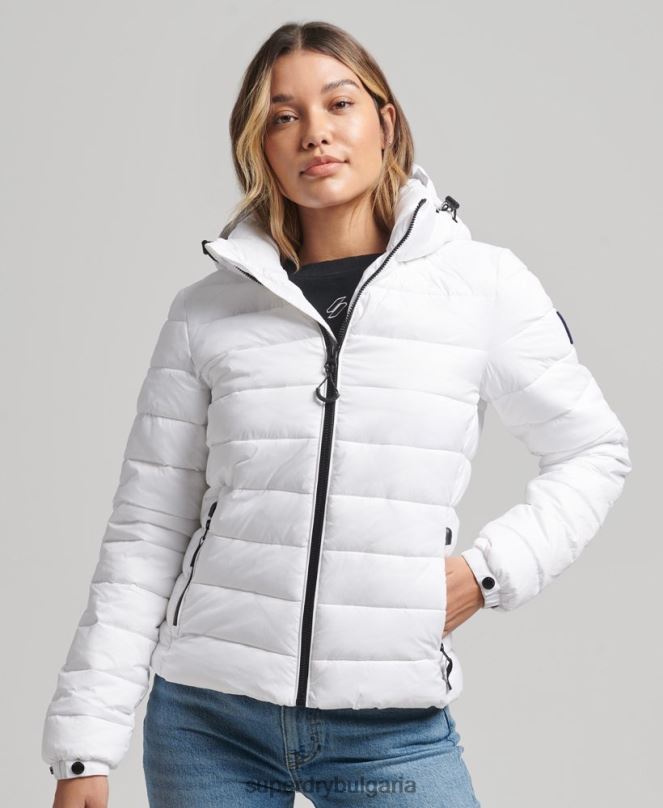 Superdry облекло N00H3712 бяло Жени класическо пухено яке с качулка
