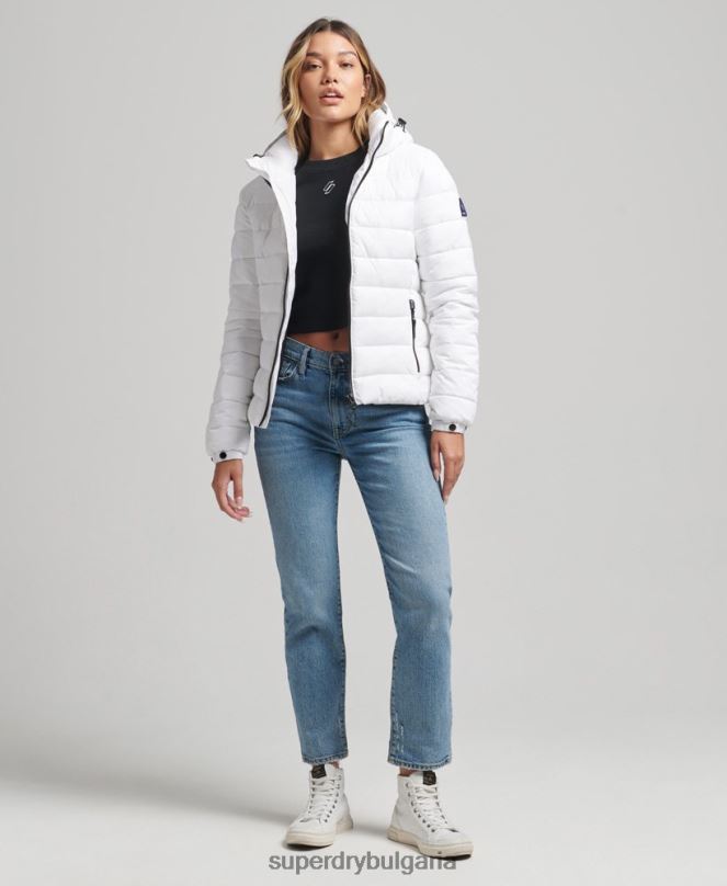 Superdry облекло N00H3712 бяло Жени класическо пухено яке с качулка
