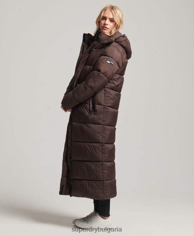 Superdry облекло N00H3713 кафяво Жени пухено яке с парагади ripstop