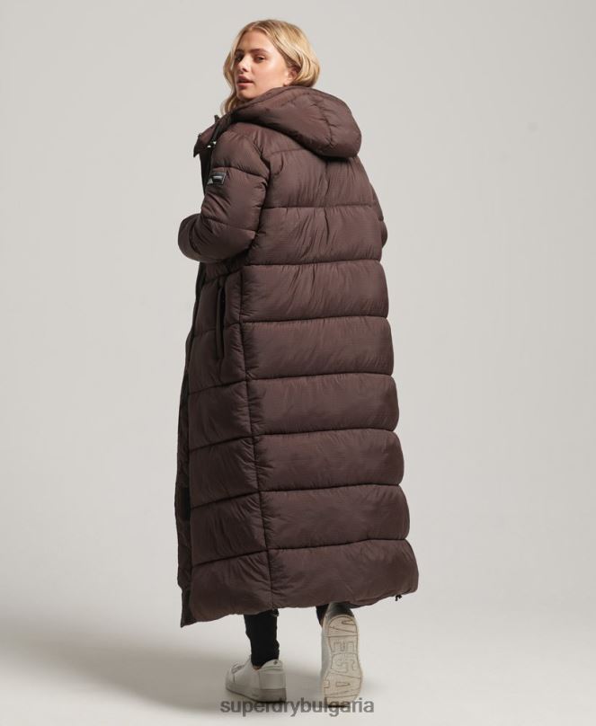 Superdry облекло N00H3713 кафяво Жени пухено яке с парагади ripstop