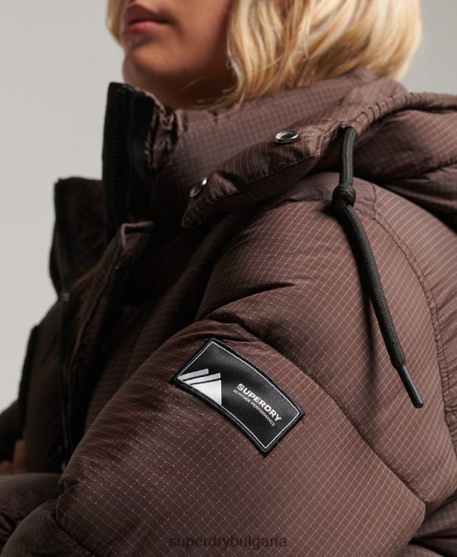 Superdry облекло N00H3713 кафяво Жени пухено яке с парагади ripstop