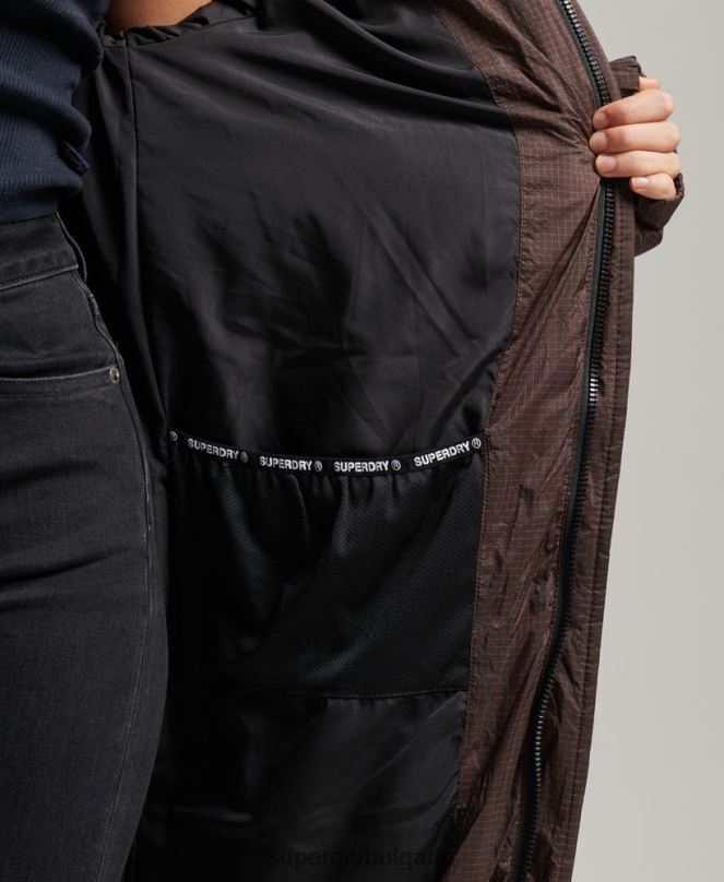 Superdry облекло N00H3713 кафяво Жени пухено яке с парагади ripstop
