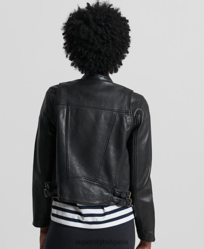 Superdry облекло N00H3717 черен Жени класическо кожено състезателно яке