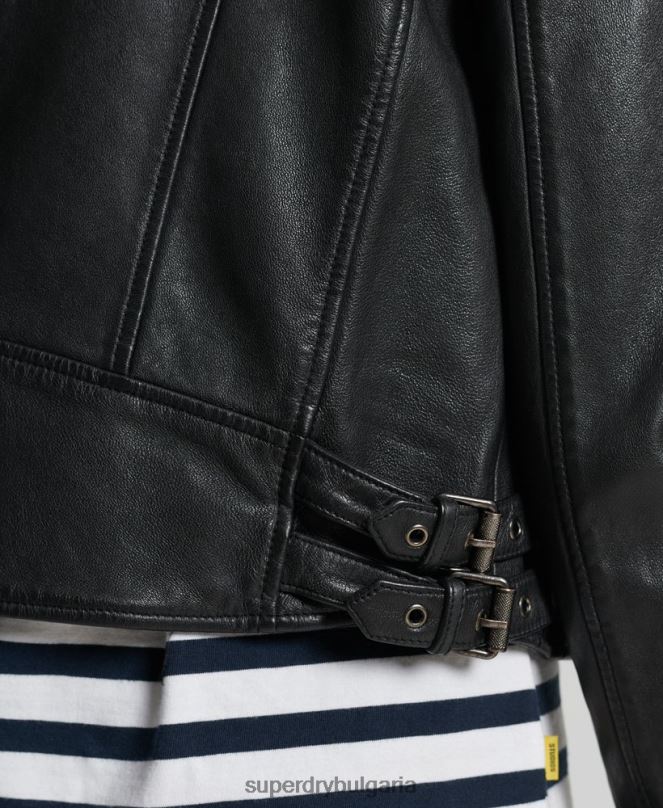 Superdry облекло N00H3717 черен Жени класическо кожено състезателно яке
