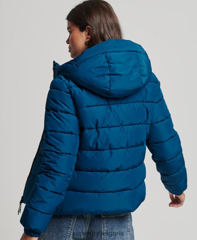Superdry облекло N00H3723 син Жени спортно пухено яке с качулка