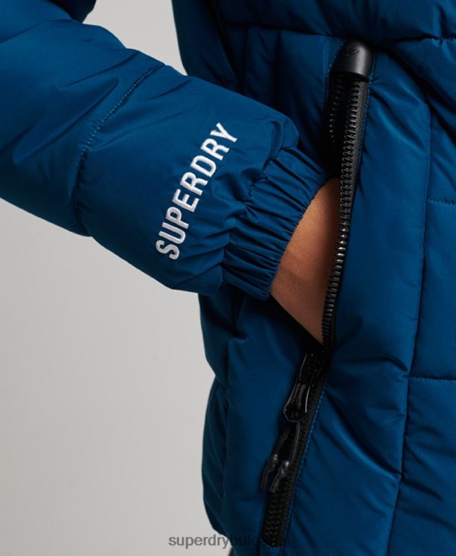 Superdry облекло N00H3723 син Жени спортно пухено яке с качулка