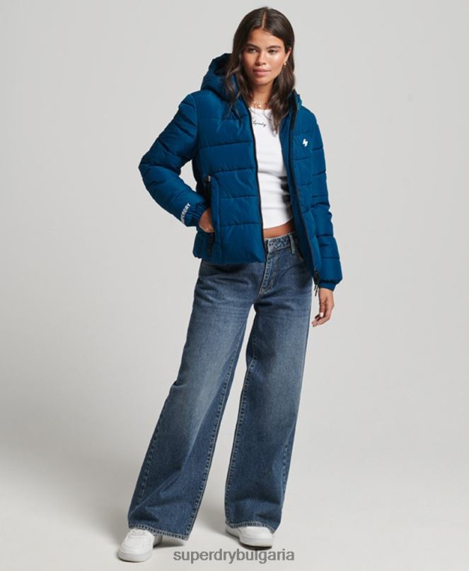 Superdry облекло N00H3723 син Жени спортно пухено яке с качулка