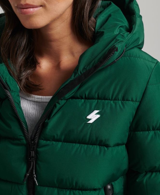 Superdry облекло N00H3724 зелено Жени спортно пухено яке с качулка