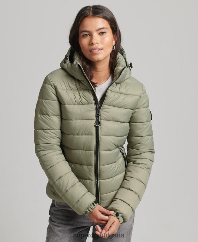 Superdry облекло N00H3730 каки Жени класическо пухено яке с качулка