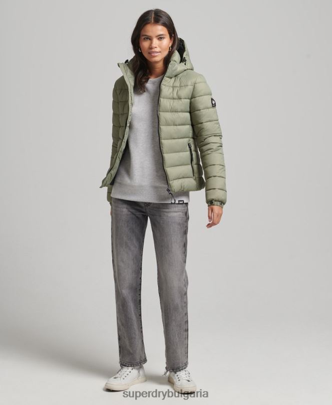 Superdry облекло N00H3730 каки Жени класическо пухено яке с качулка