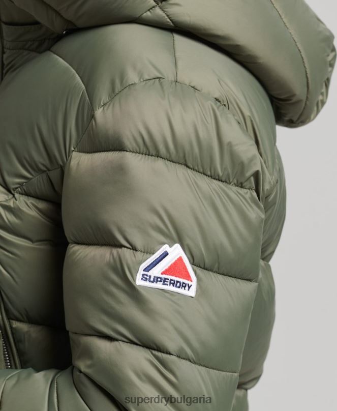 Superdry облекло N00H3731 зелено Жени съкратено яке с качулка fuji