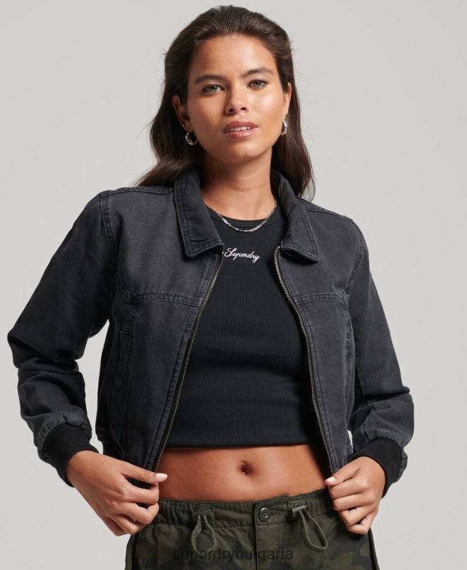 Superdry облекло N00H3733 черен Жени инди клуб платнено яке