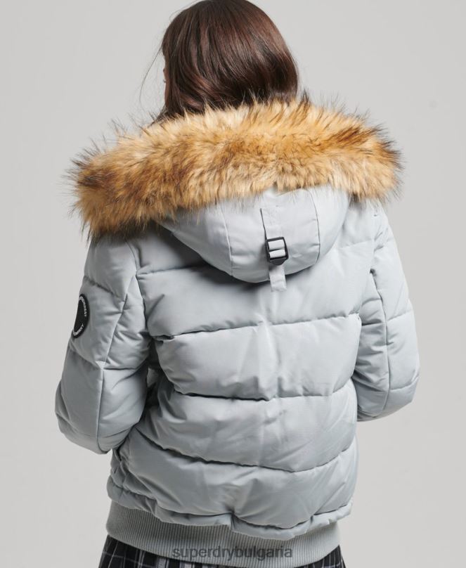 Superdry облекло N00H3736 светло синьо Жени яке Everest с качулка и пуфър