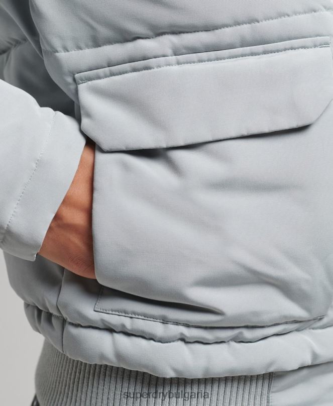 Superdry облекло N00H3736 светло синьо Жени яке Everest с качулка и пуфър