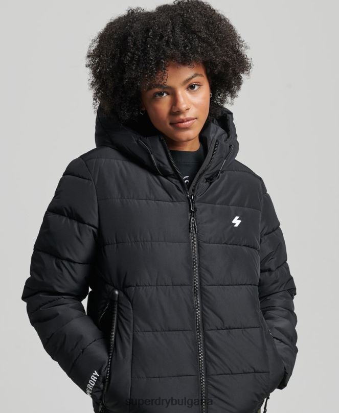 Superdry облекло N00H3739 черен Жени спортно пухено яке с качулка
