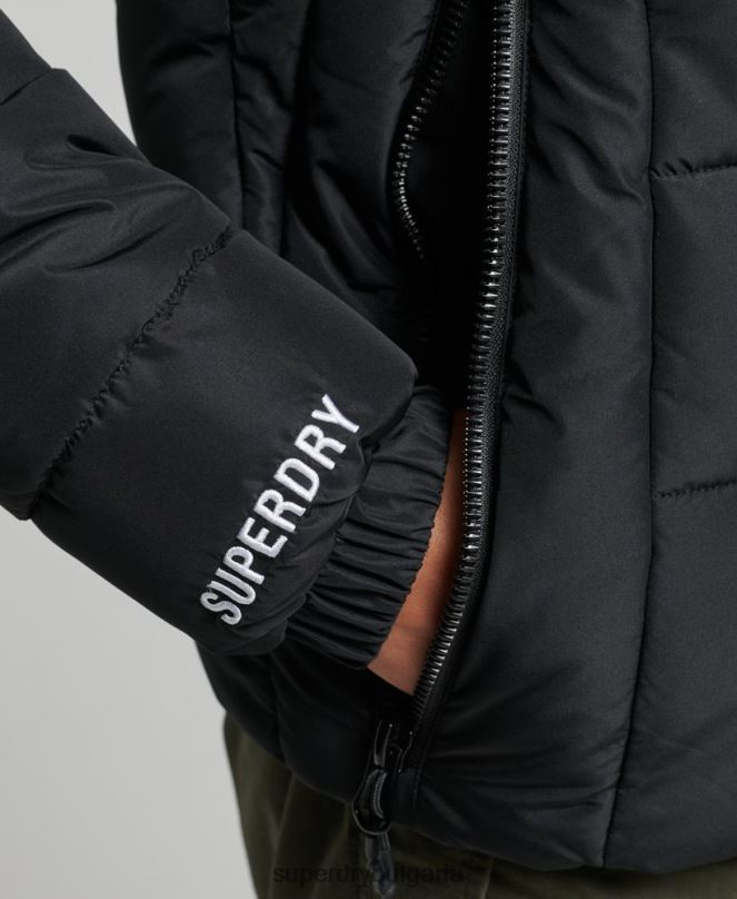 Superdry облекло N00H3739 черен Жени спортно пухено яке с качулка
