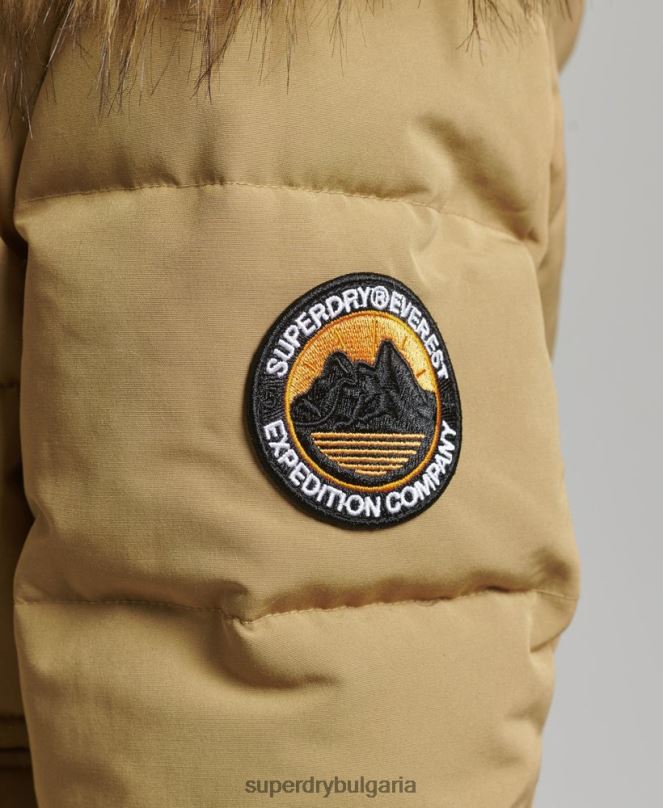 Superdry облекло N00H3749 тен Жени яке Everest с качулка и пуфър